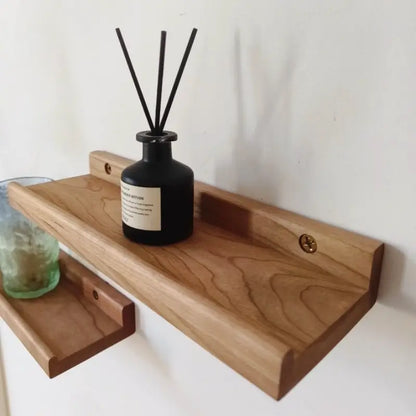Solid Cherry Wood Picture Ledge Shelf with Front Lip