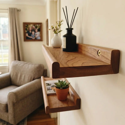 Solid Cherry Wood Picture Ledge Shelf with Front Lip